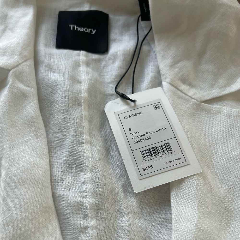 NEW NWT Theory Clairene Double- Faced White Linen Jacket size S - Picture 6 of 7